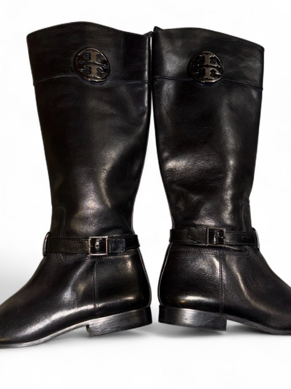 Tory Burch black leather knee-high boots - Picture 3 of 5